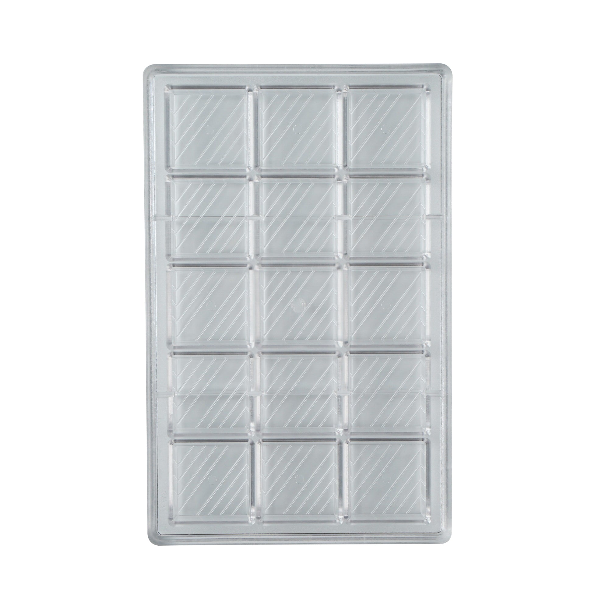 Pastry Tek Polycarbonate Square with Lines Candy / Chocolate Mold - 15-Compartment - 1 count box