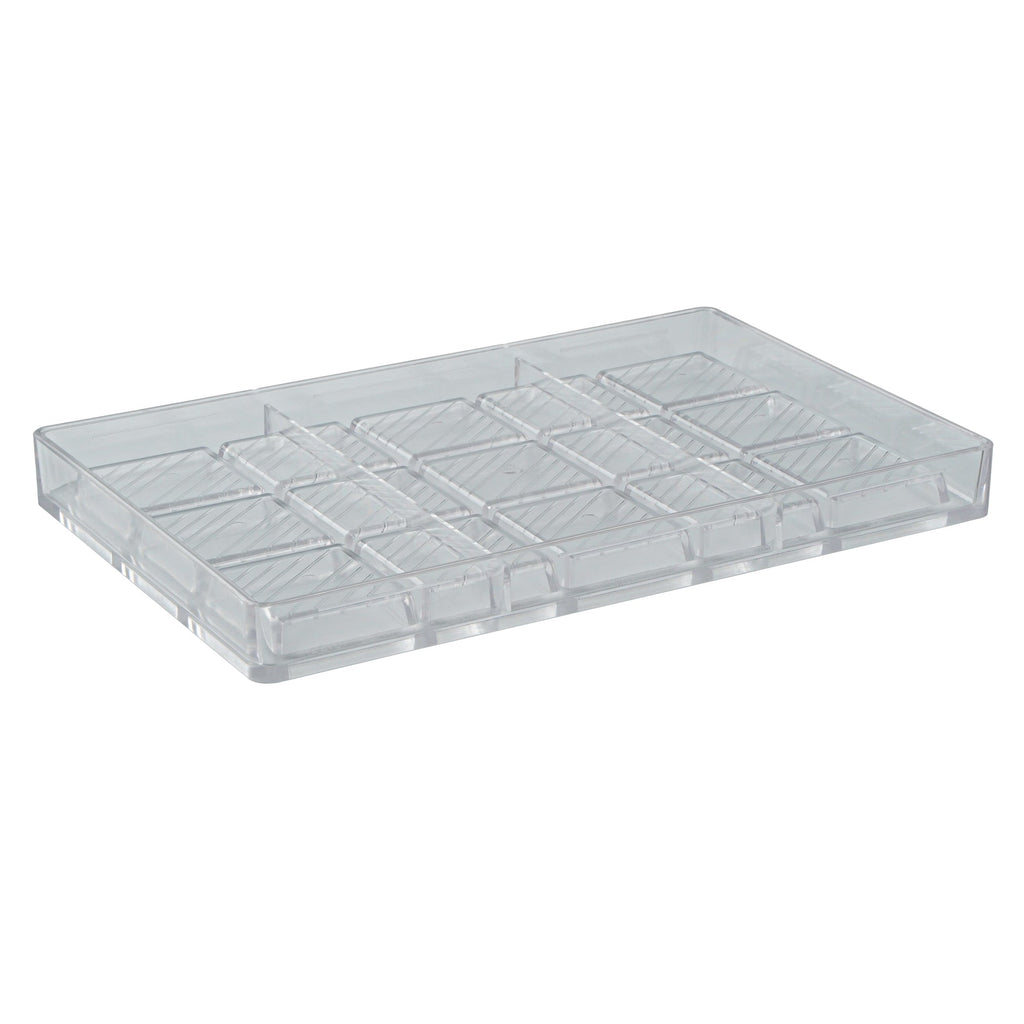 Pastry Tek Polycarbonate Square with Lines Candy / Chocolate Mold - 15-Compartment - 1 count box