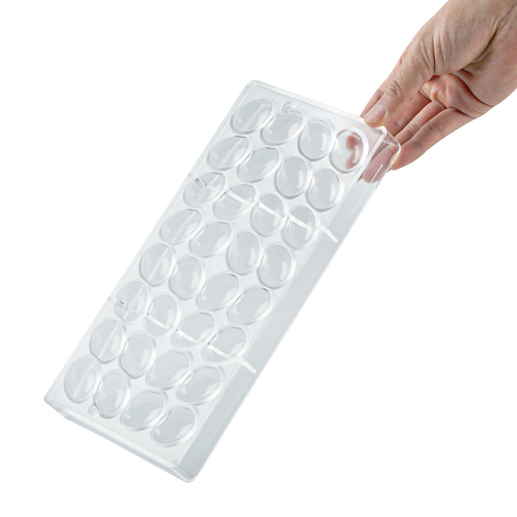Pastry Tek Polycarbonate Egg Candy / Chocolate Mold - 32-Compartment - 10 count box