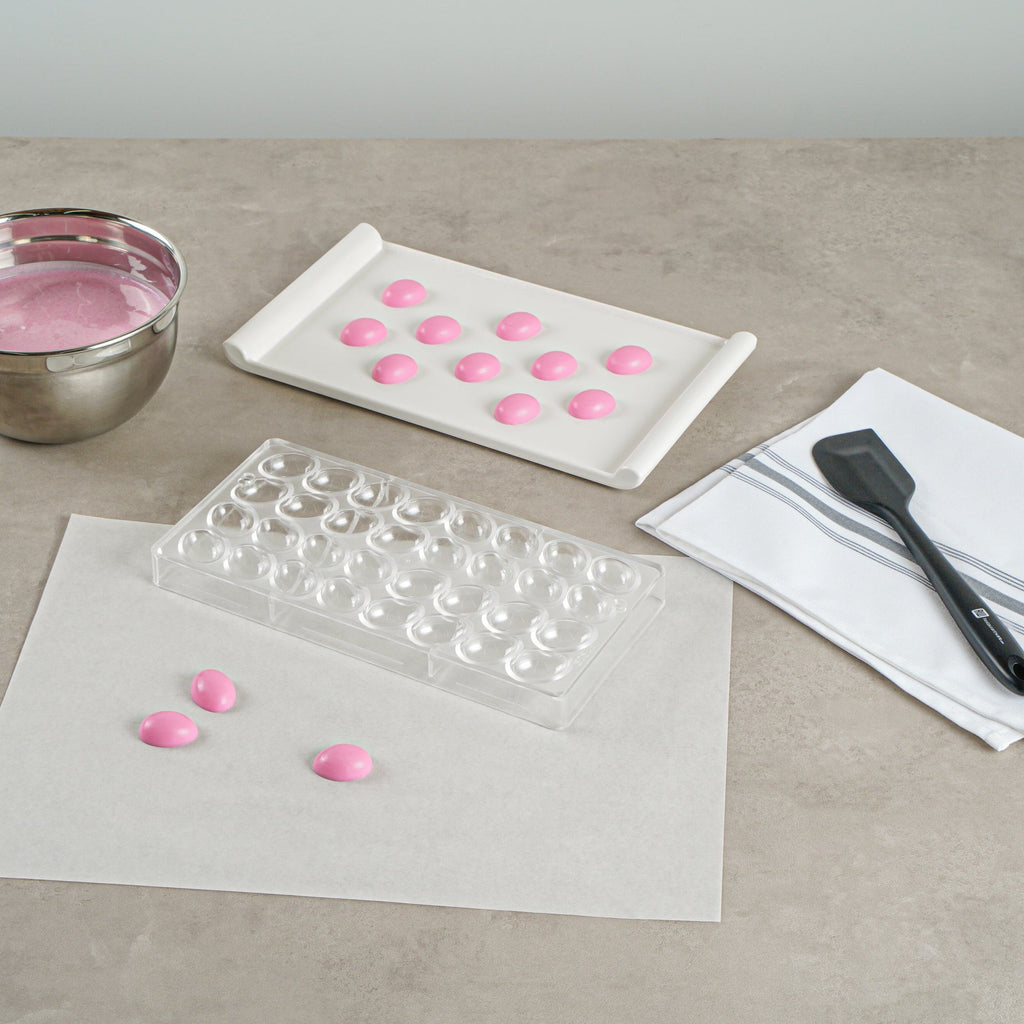 Pastry Tek Polycarbonate Egg Candy / Chocolate Mold - 32-Compartment - 10 count box