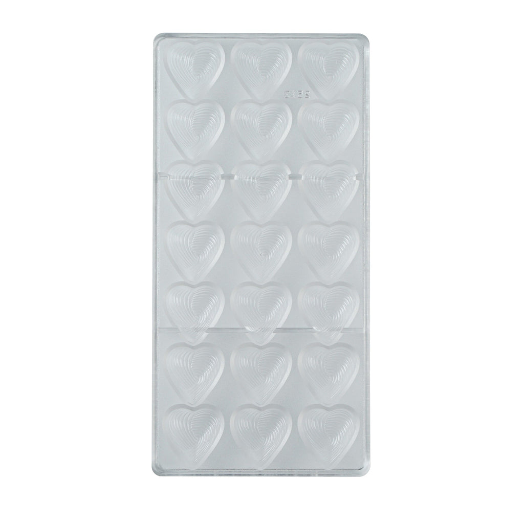 Pastry Tek Polycarbonate Thread Heart Candy / Chocolate Mold - 21-Compartment - 1 count box