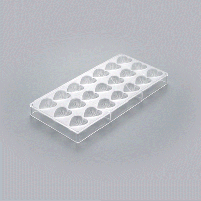 Pastry Tek Polycarbonate Thread Heart Candy / Chocolate Mold - 21-Compartment - 1 count box