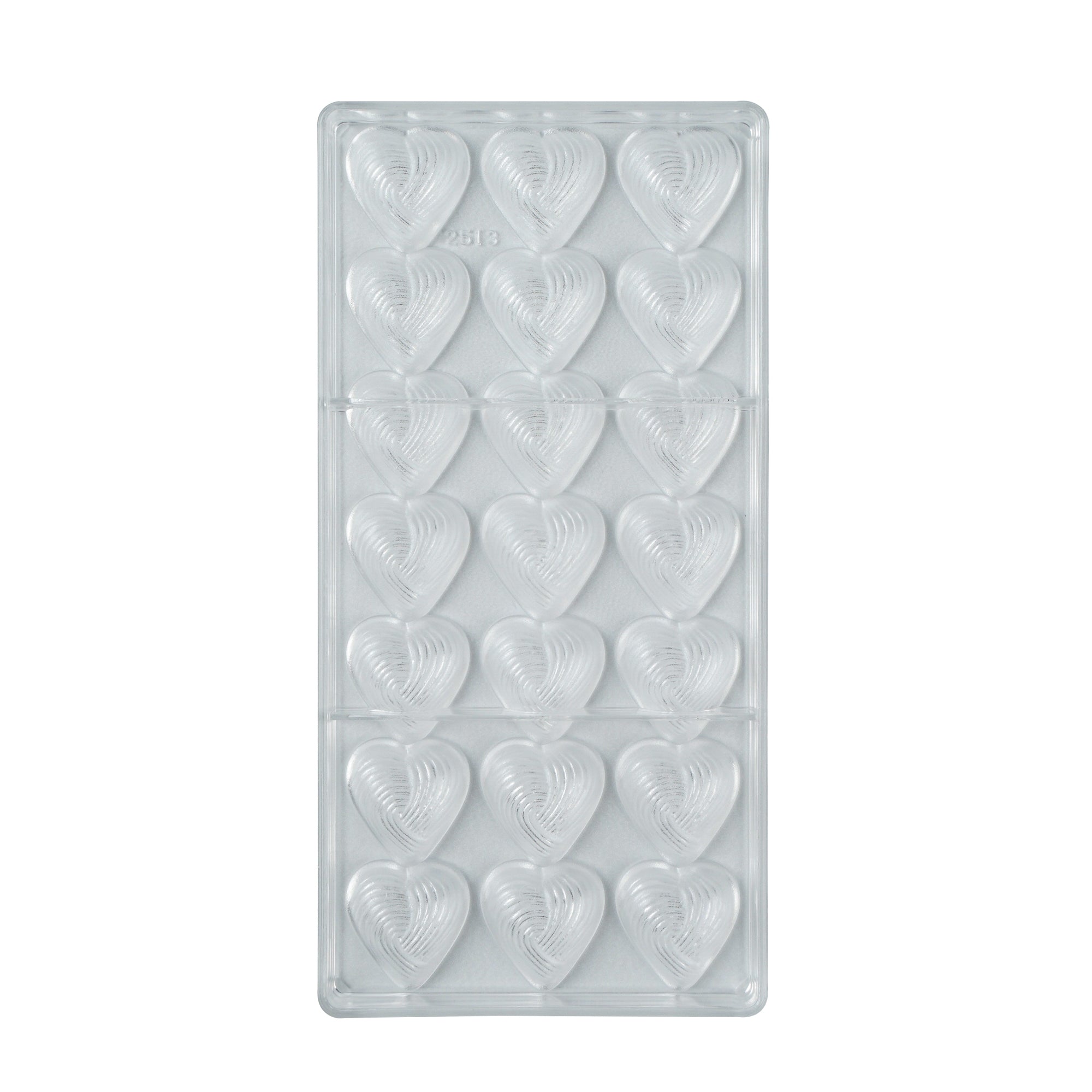 Pastry Tek Polycarbonate Thread Heart Candy / Chocolate Mold - 21-Compartment - 1 count box