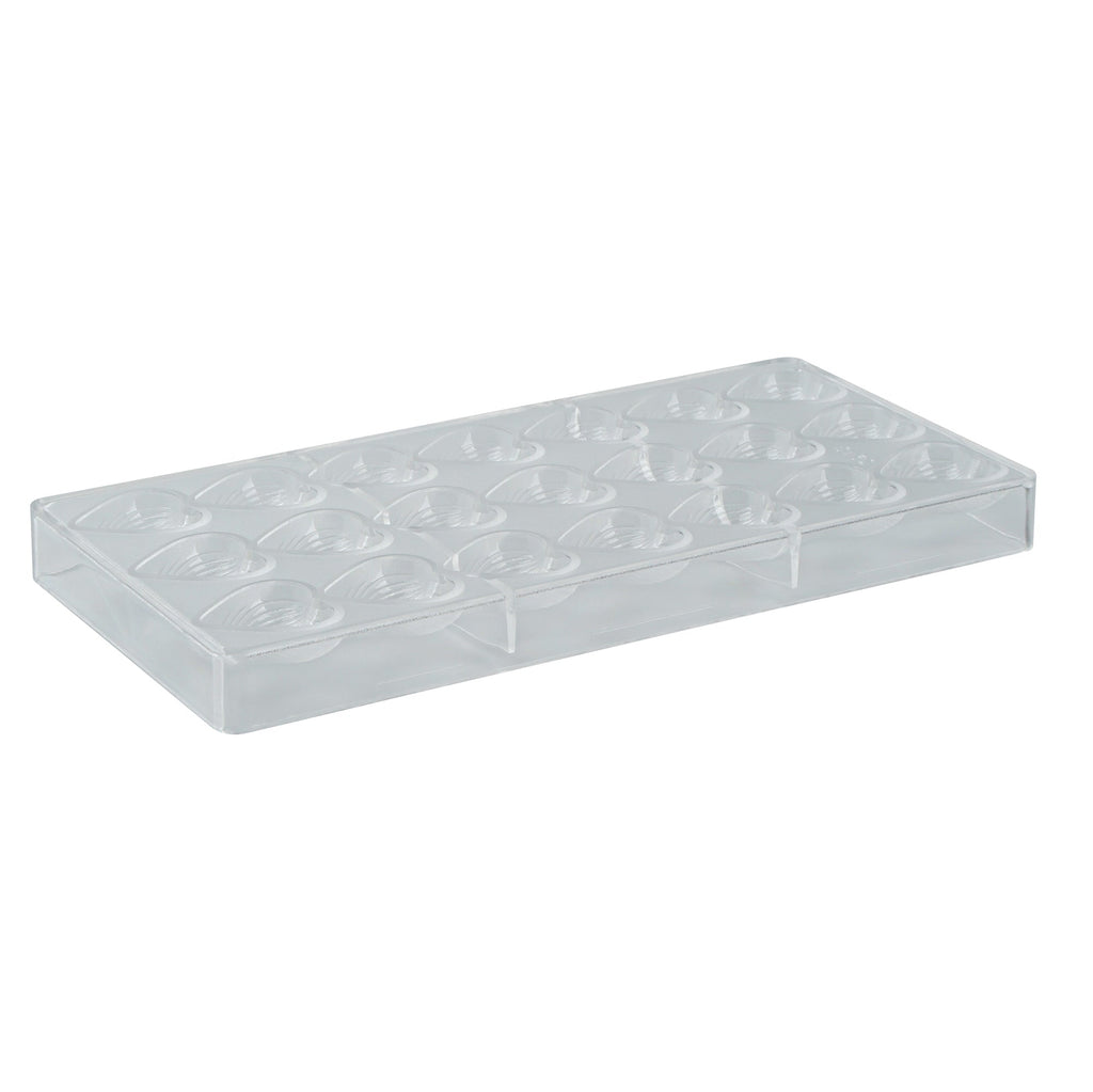 Pastry Tek Polycarbonate Thread Heart Candy / Chocolate Mold - 21-Compartment - 1 count box