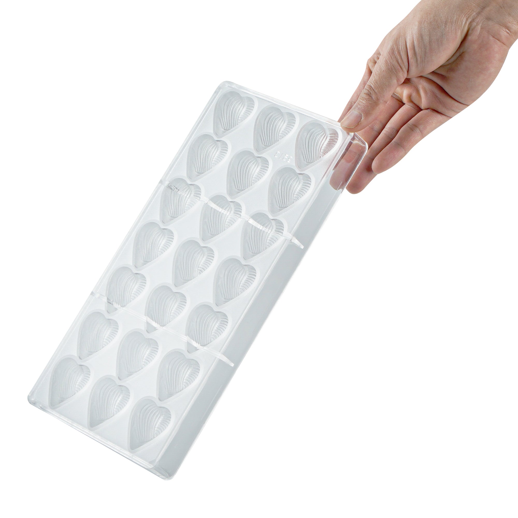 Pastry Tek Polycarbonate Thread Heart Candy / Chocolate Mold - 21-Compartment - 10 count box
