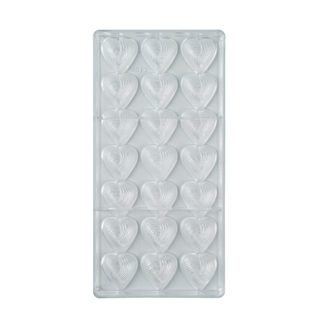 Pastry Tek Polycarbonate Thread Heart Candy / Chocolate Mold - 21-Compartment - 10 count box