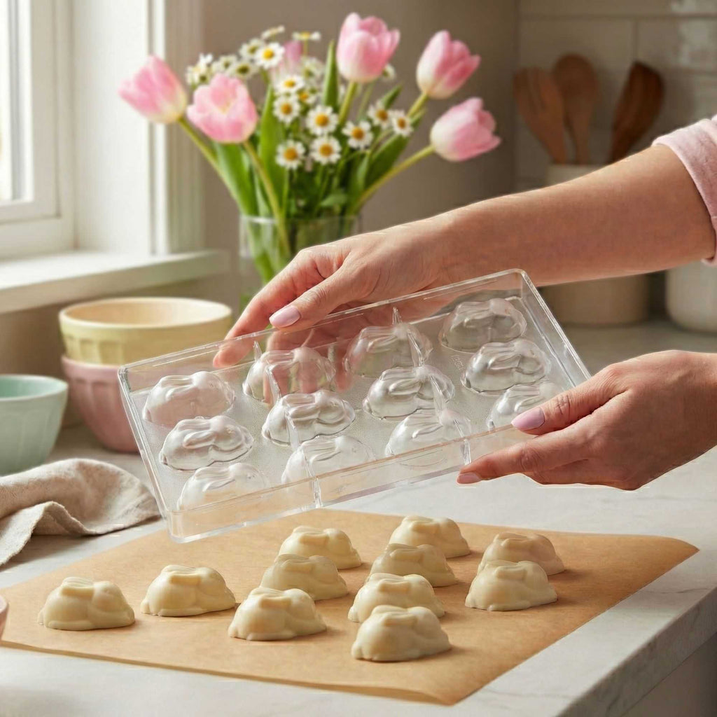 Pastry Tek Polycarbonate Bunny Candy / Chocolate Mold - 12-Compartment - 1 count box