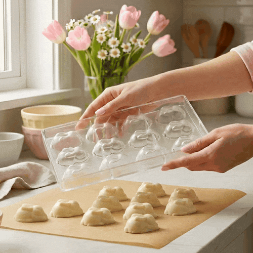 Pastry Tek Polycarbonate Bunny Candy / Chocolate Mold - 12-Compartment - 10 count box