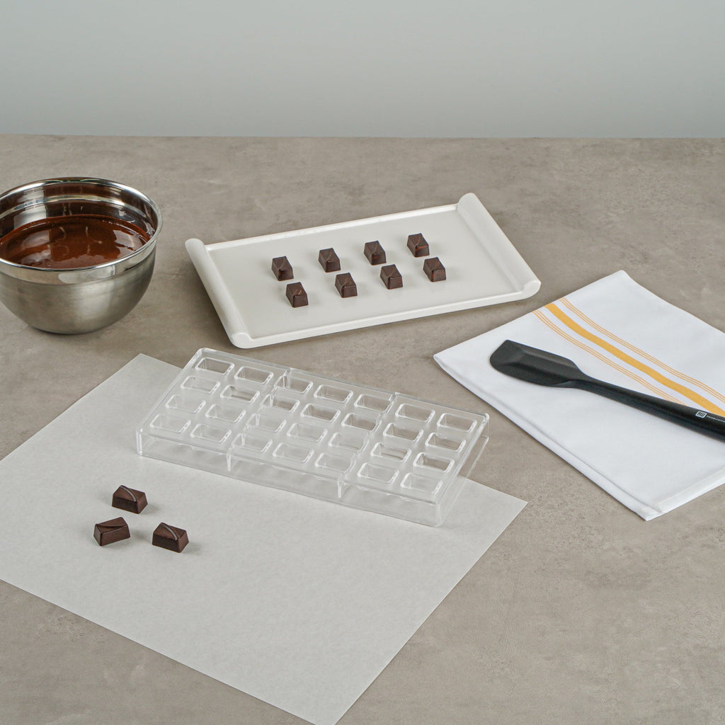 Pastry Tek Polycarbonate Wave Candy / Chocolate Mold - 28-Compartment - 1 count box