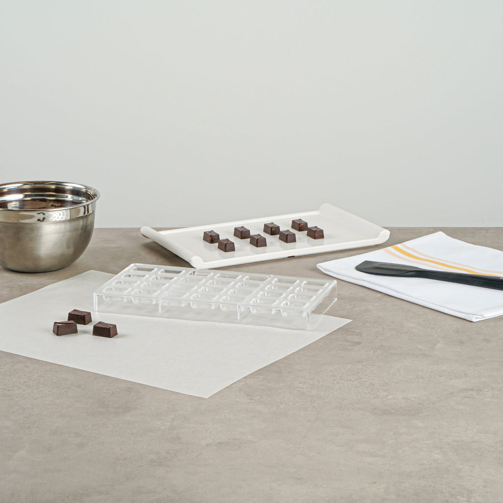 Pastry Tek Polycarbonate Wave Candy / Chocolate Mold - 28-Compartment - 1 count box