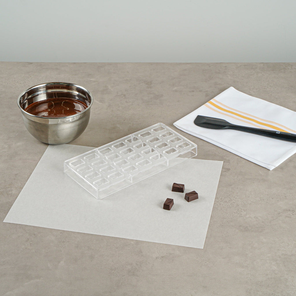 Pastry Tek Polycarbonate Wave Candy / Chocolate Mold - 28-Compartment - 10 count box