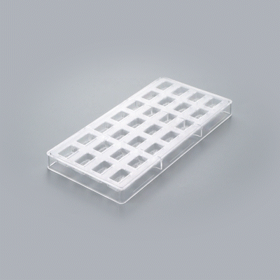 Pastry Tek Polycarbonate Wave Candy / Chocolate Mold - 28-Compartment - 10 count box
