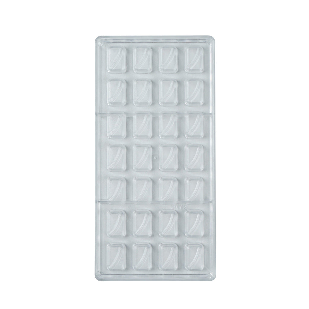 Pastry Tek Polycarbonate Wave Candy / Chocolate Mold - 28-Compartment - 10 count box