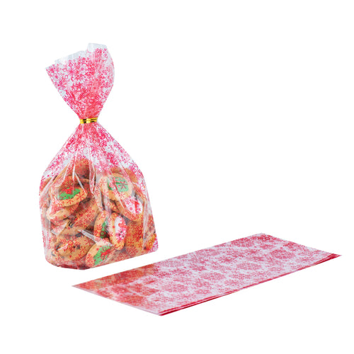 Bag Tek Plastic Candy Bag - Snowflakes - 4" x 2" x 9 1/2" - 100 count box