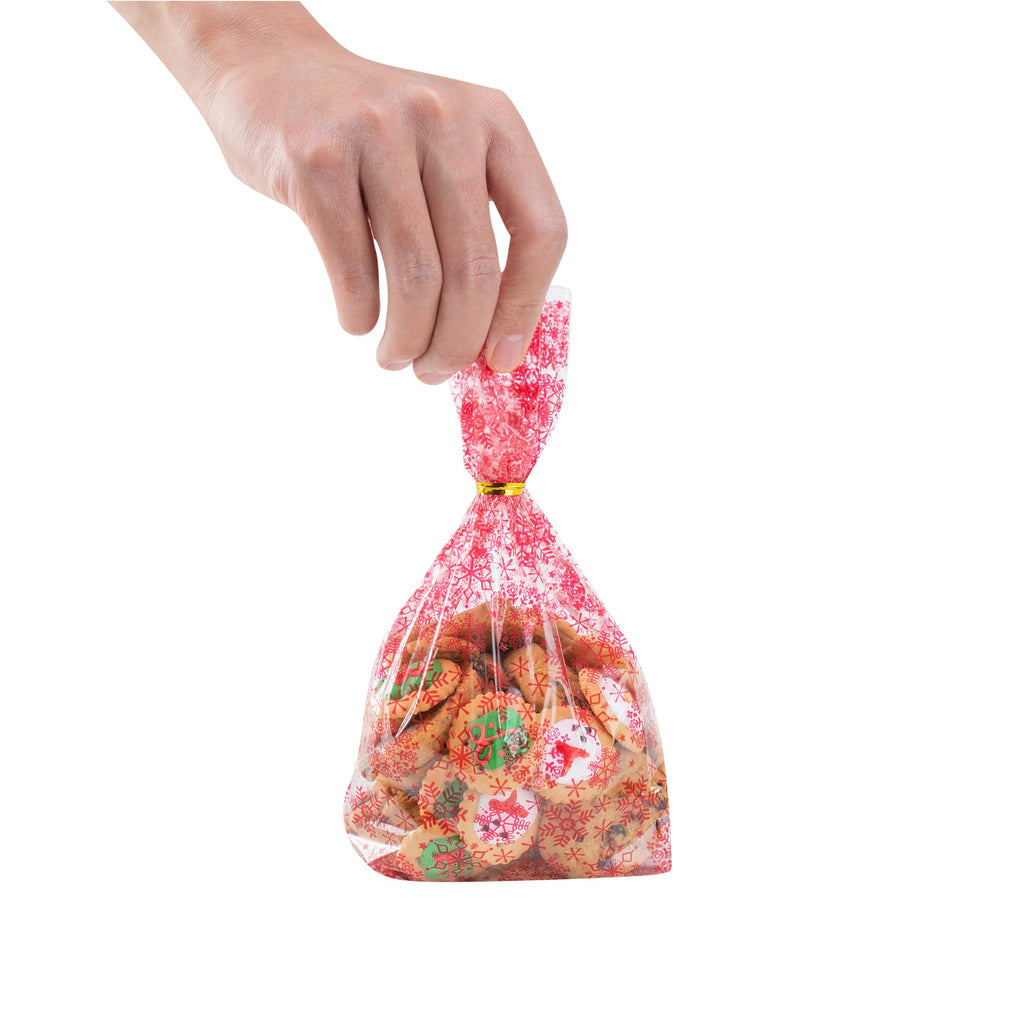 Bag Tek Plastic Candy Bag - Snowflakes - 4" x 2" x 9 1/2" - 100 count box