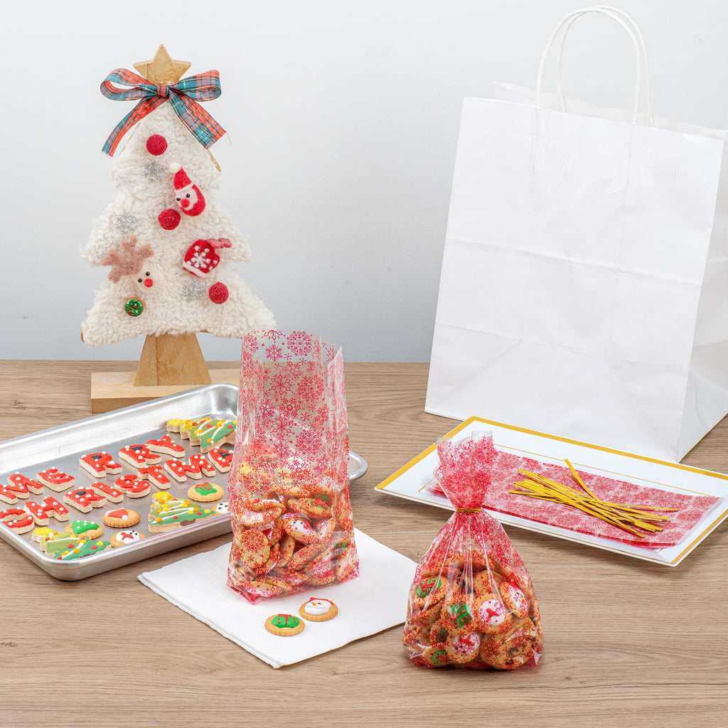 Bag Tek Plastic Candy Bag - Snowflakes - 4" x 2" x 9 1/2" - 100 count box