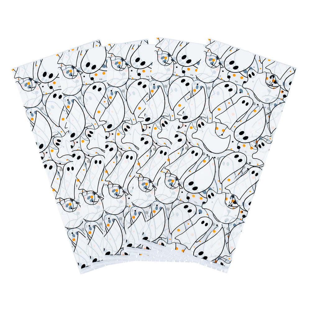 Bag Tek Plastic Candy Bag - Ghosts, Gusseted - 4" x 2" x 9 1/2" - 100 count box