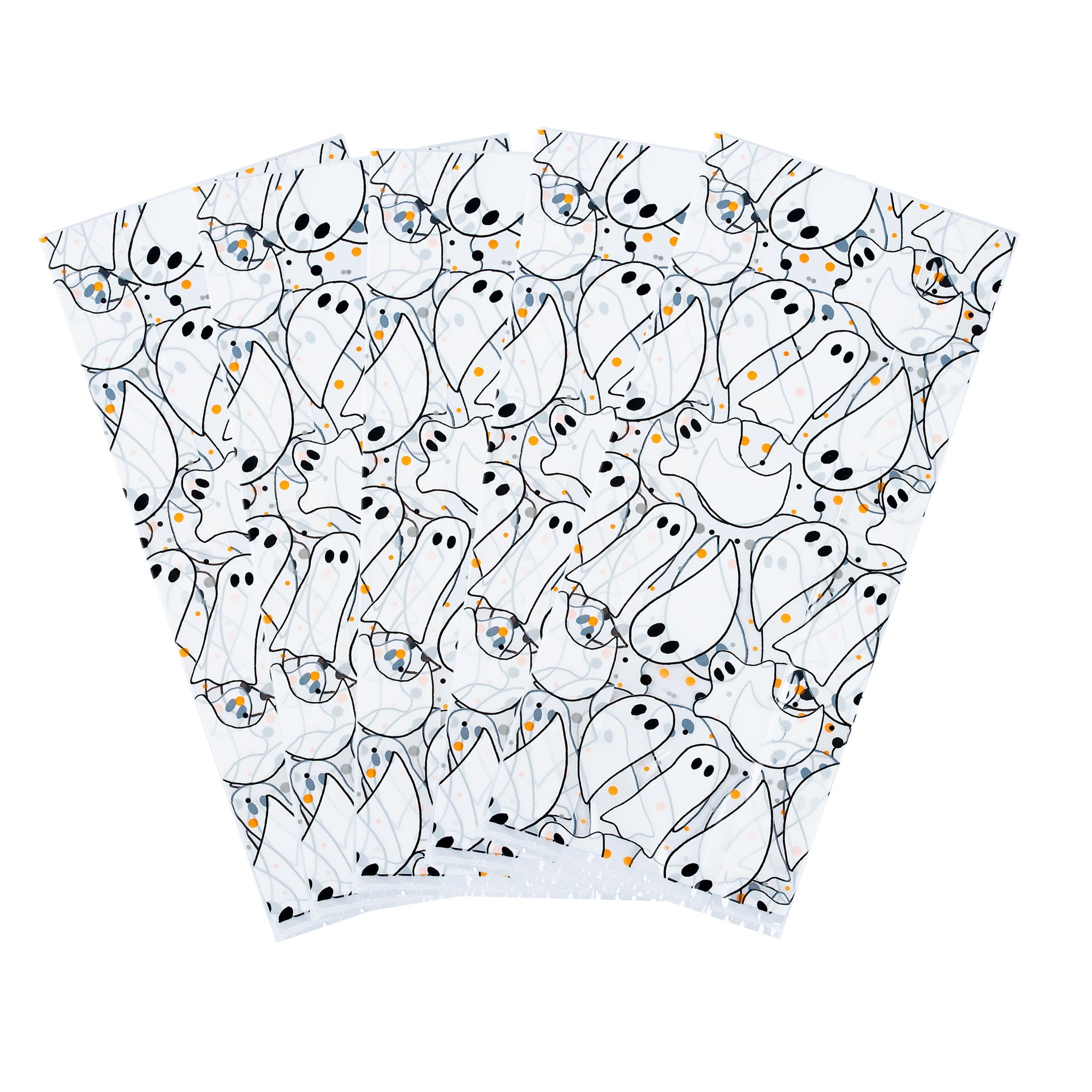 Bag Tek Plastic Candy Bag - Ghosts, Gusseted - 4" x 2" x 9 1/2" - 100 count box