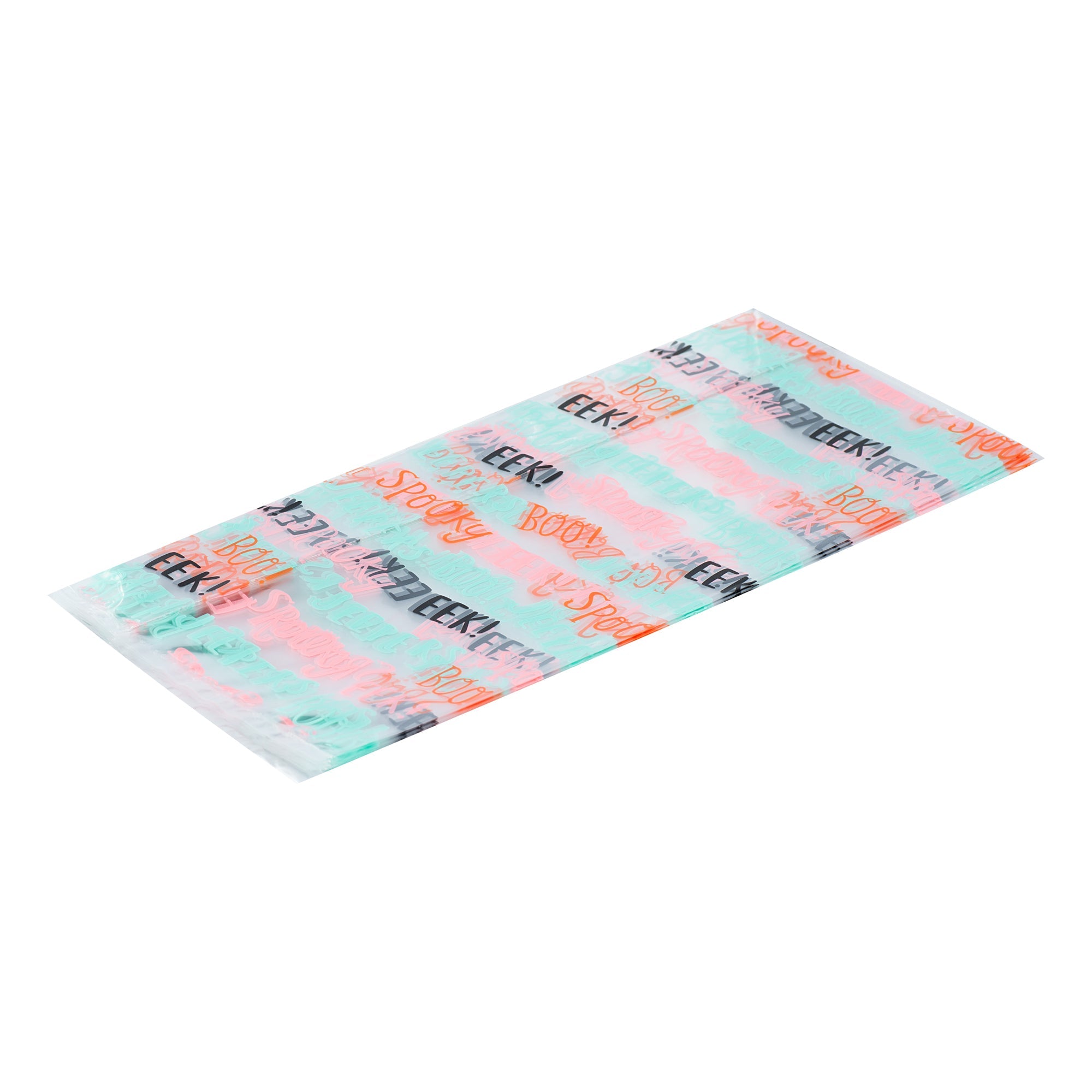 Bag Tek Plastic Candy Bag - Halloween Words, Gusseted - 4" x 2" x 9 1/2" - 100 count box