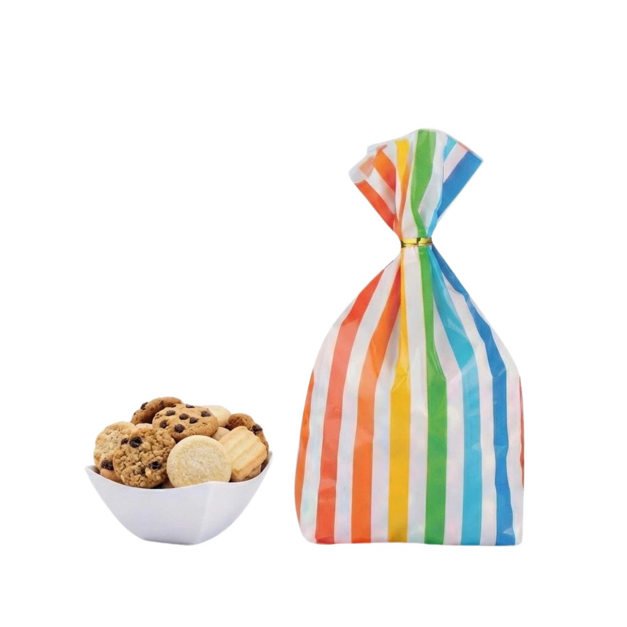Bag Tek Plastic Candy Bag - Rainbow, Gusseted - 4" x 2" x 9 1/2" - 100 count box