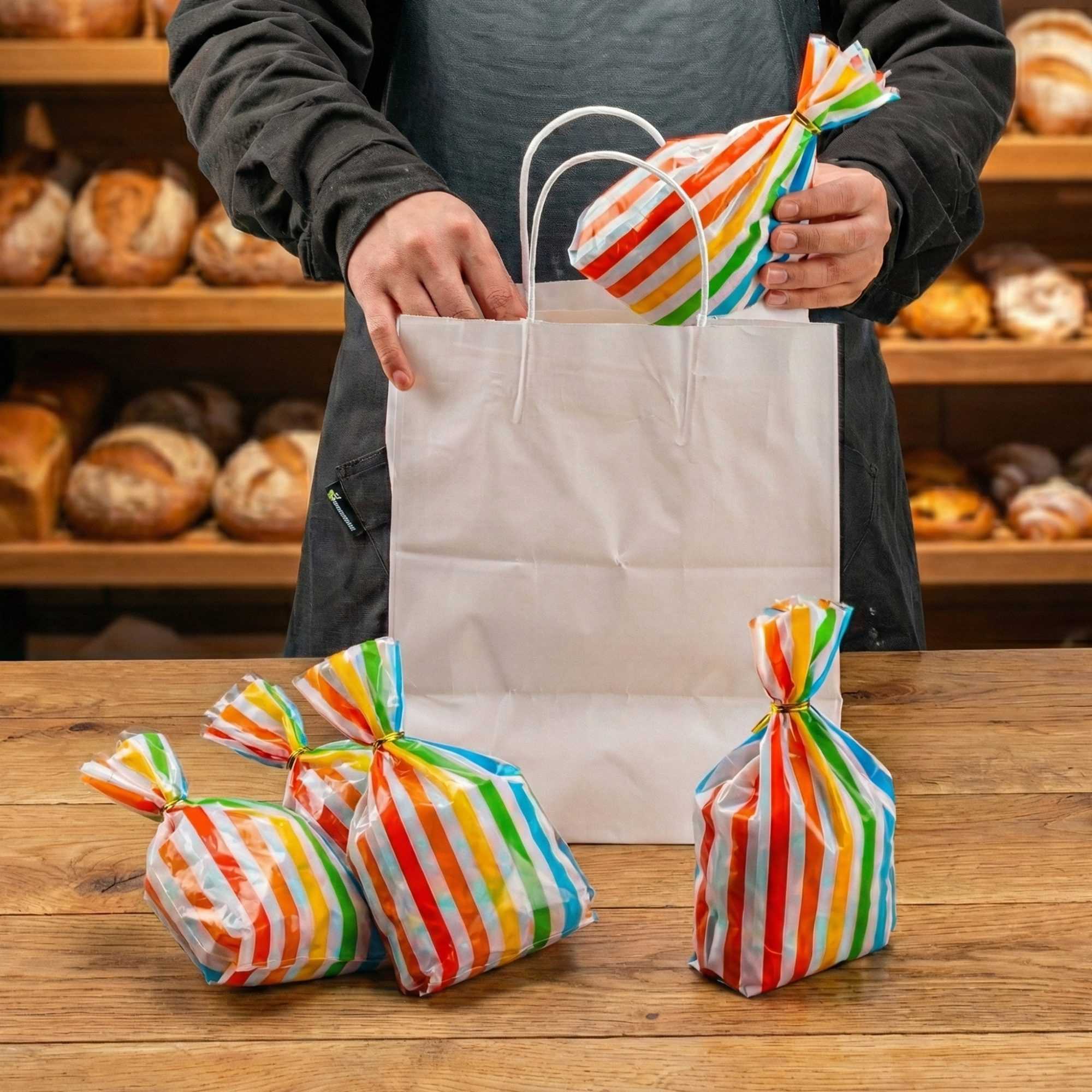 Bag Tek Plastic Candy Bag - Rainbow, Gusseted - 4" x 2" x 9 1/2" - 4000 count box