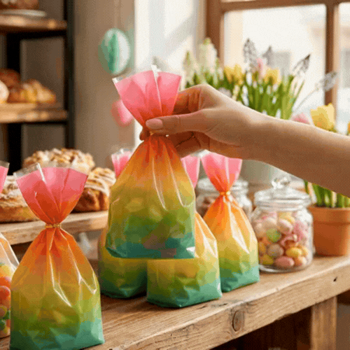 Bag Tek Plastic Candy Bag - Rainbow Ombre, Gusseted - 4" x 2" x 9 1/2" - 100 count box