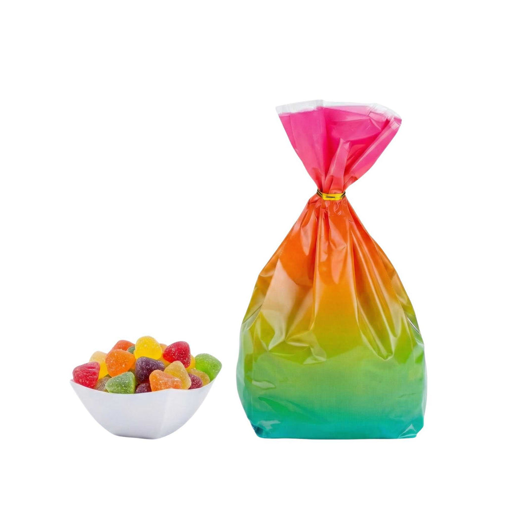 Bag Tek Plastic Candy Bag - Rainbow Ombre, Gusseted - 4" x 2" x 9 1/2" - 4000 count box