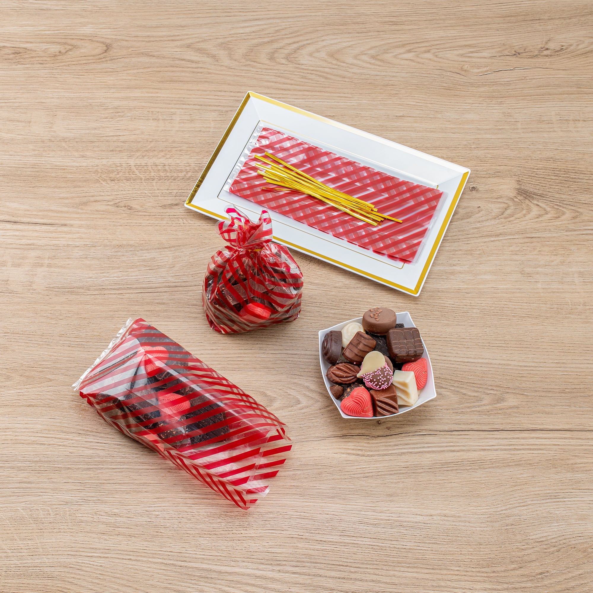 Bag Tek Plastic Candy Bag - Stripes, Gusseted - 4" x 2" x 9 1/2" - 100 count box