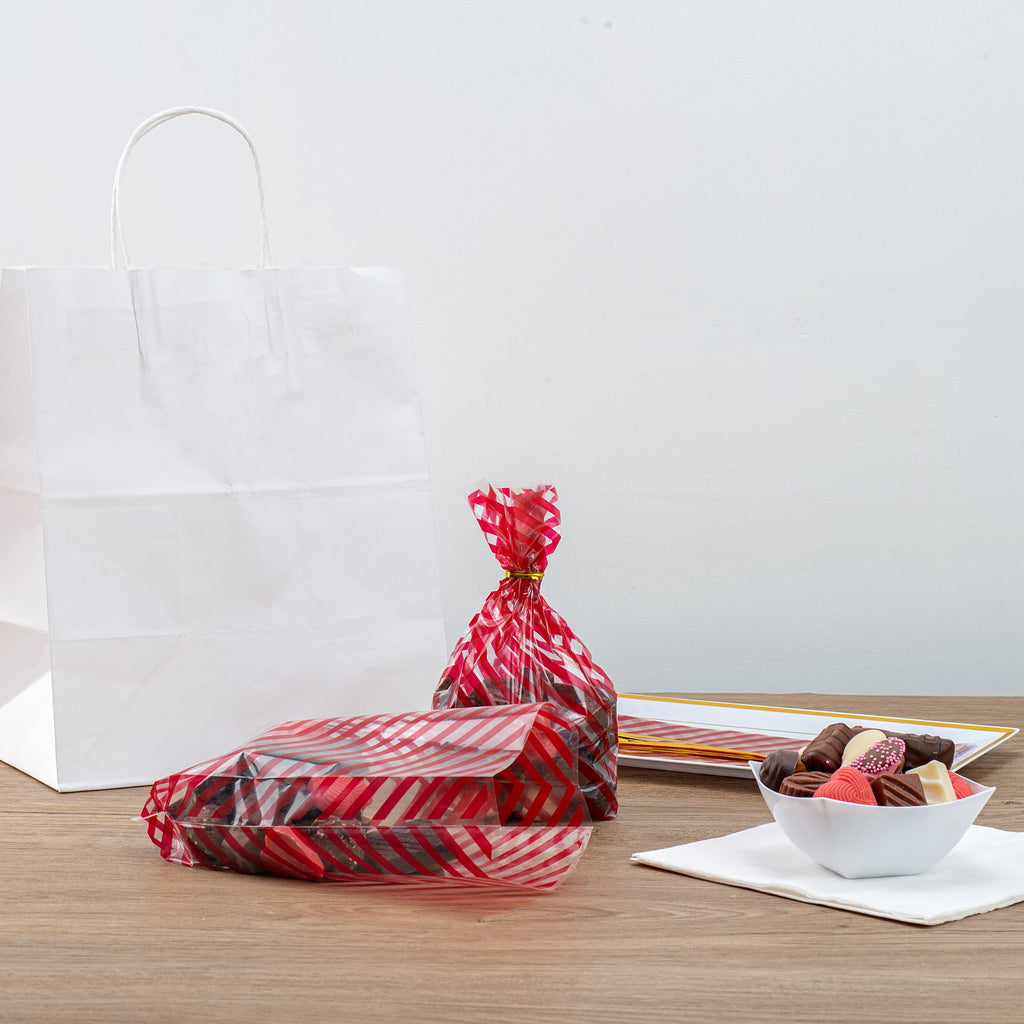 Bag Tek Plastic Candy Bag - Stripes, Gusseted - 4" x 2" x 9 1/2" - 100 count box