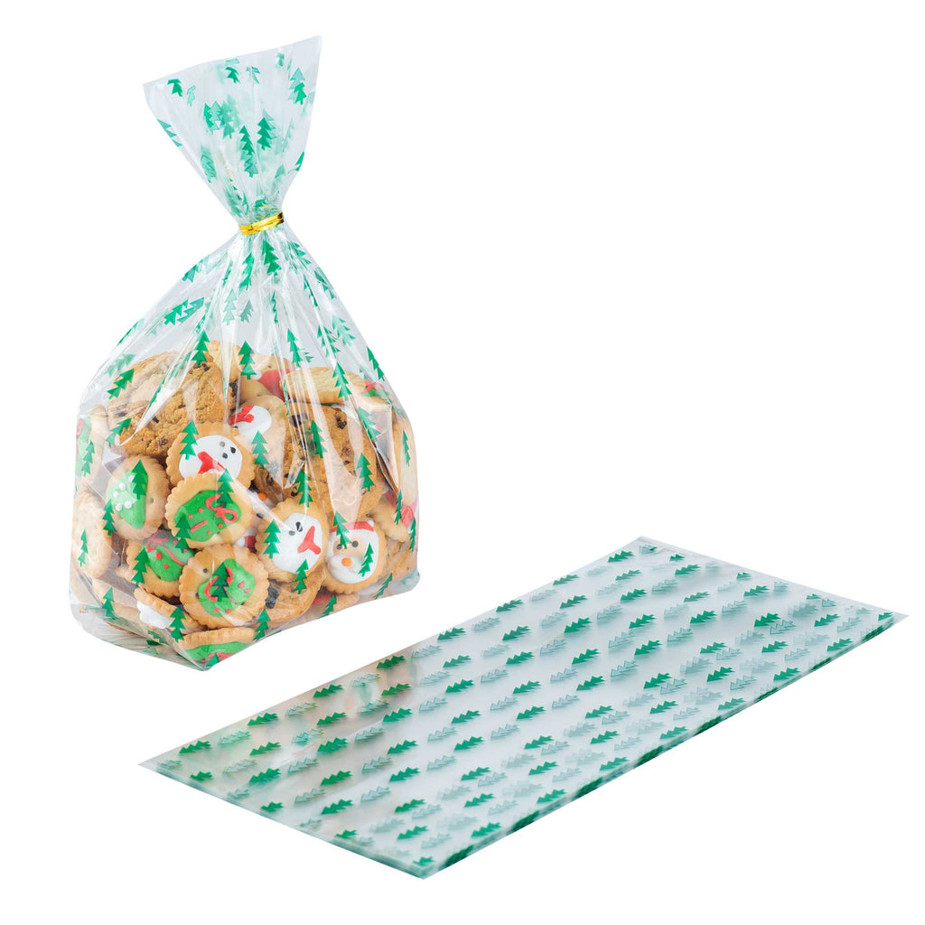 Bag Tek Plastic Candy Bag - Christmas Trees, Gusseted - 5" x 3" x 11" - 100 count box