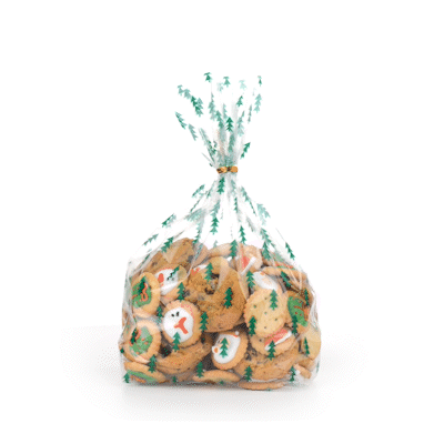 Bag Tek Plastic Candy Bag - Christmas Trees, Gusseted - 5" x 3" x 11" - 100 count box