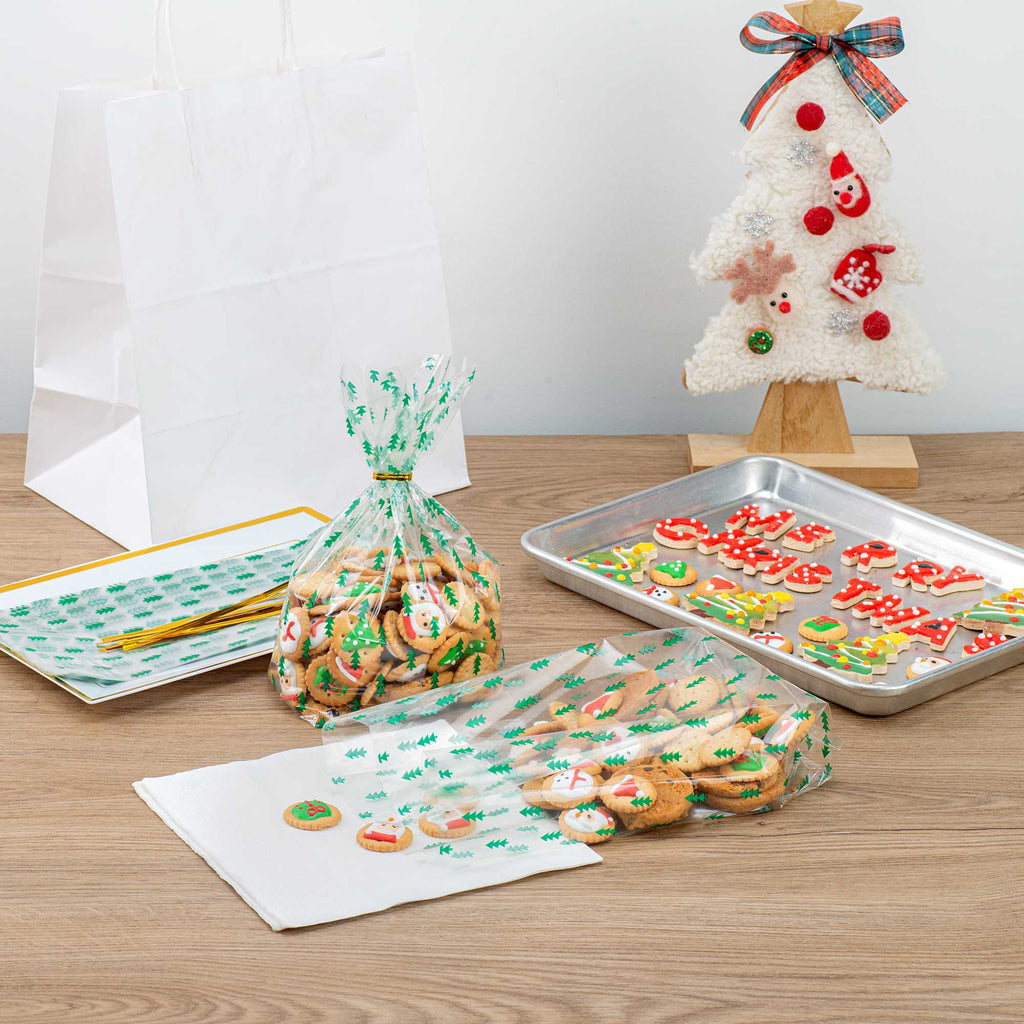 Bag Tek Plastic Candy Bag - Christmas Trees, Gusseted - 5" x 3" x 11" - 100 count box