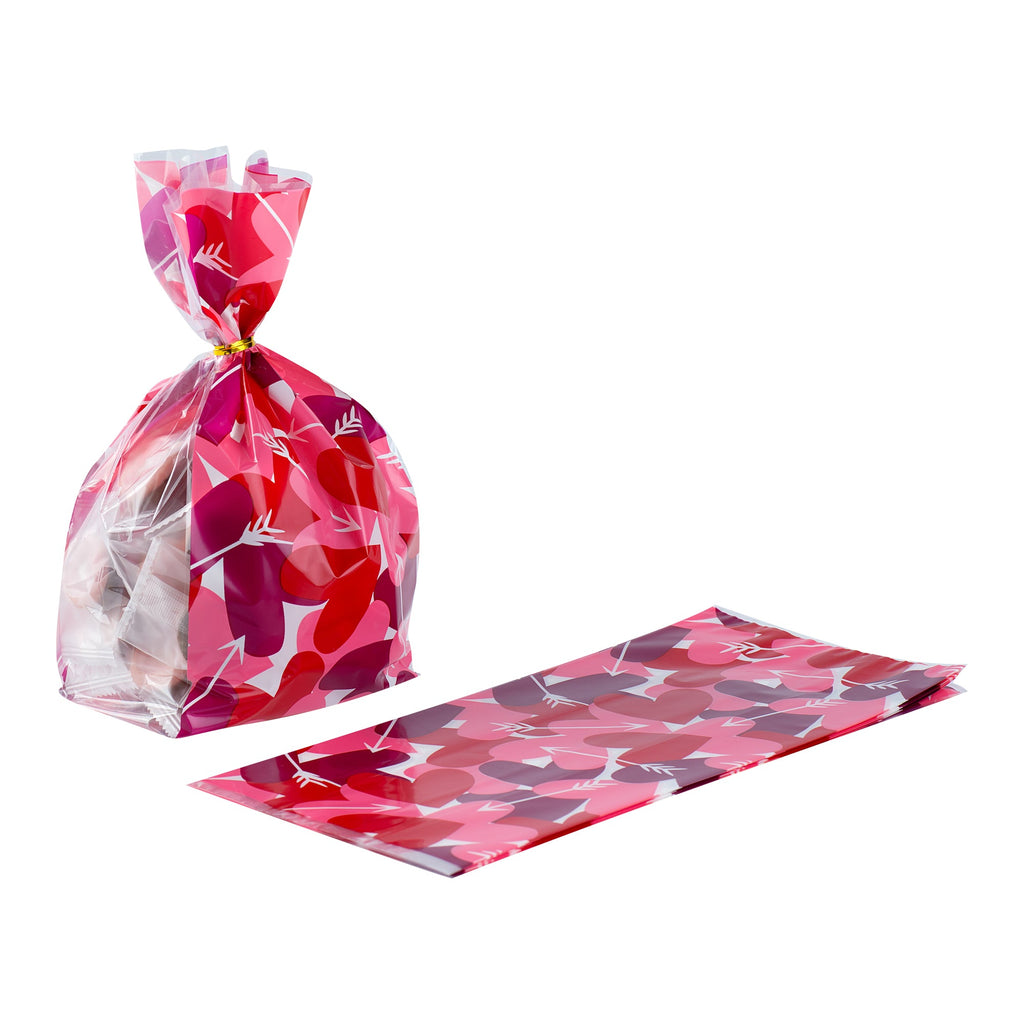 Bag Tek Plastic Candy Bag - Large Hearts, Gusseted - 5" x 3" x 11" - 100 count box