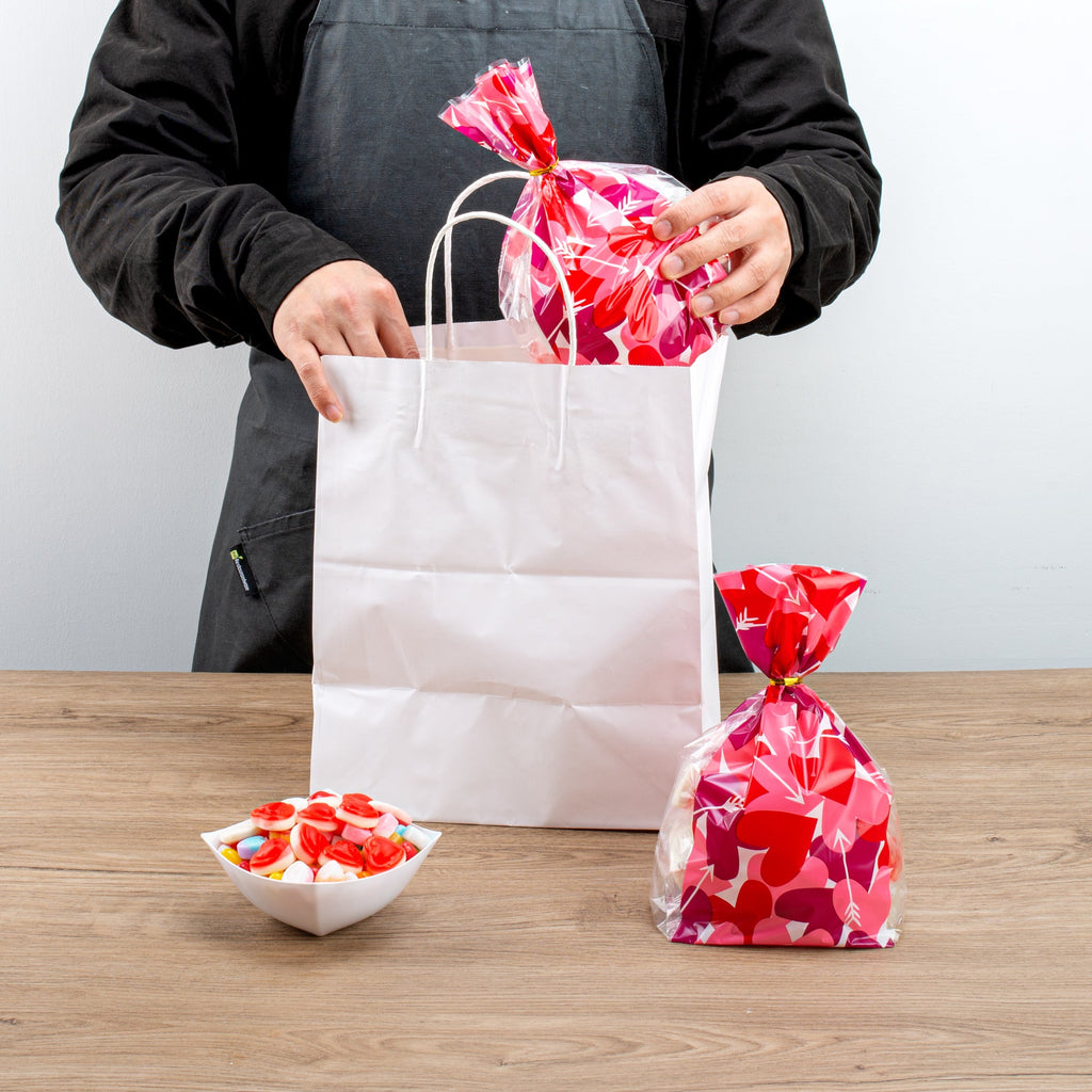 Bag Tek Plastic Candy Bag - Large Hearts, Gusseted - 5" x 3" x 11" - 4000 count box