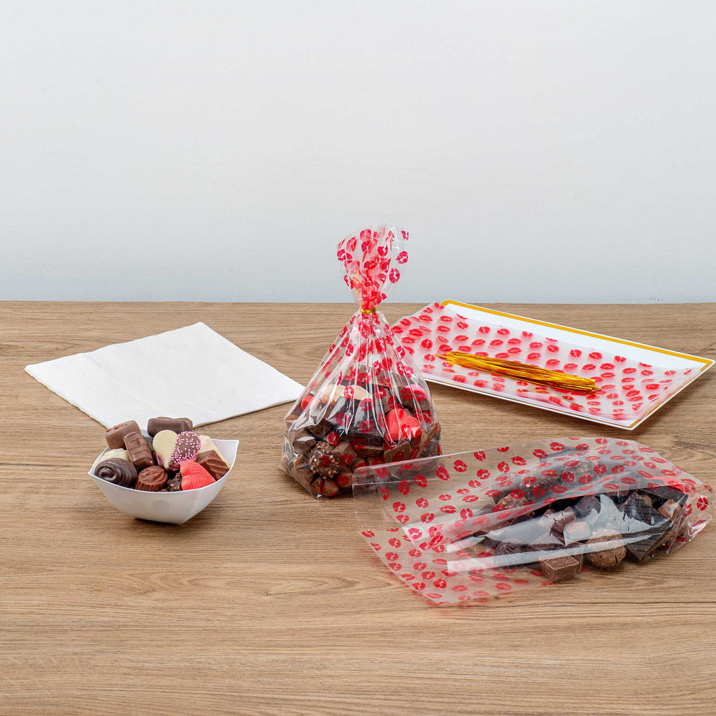 Bag Tek Plastic Candy Bag - Sexy Lips, Gusseted - 5" x 3" x 11" - 100 count box