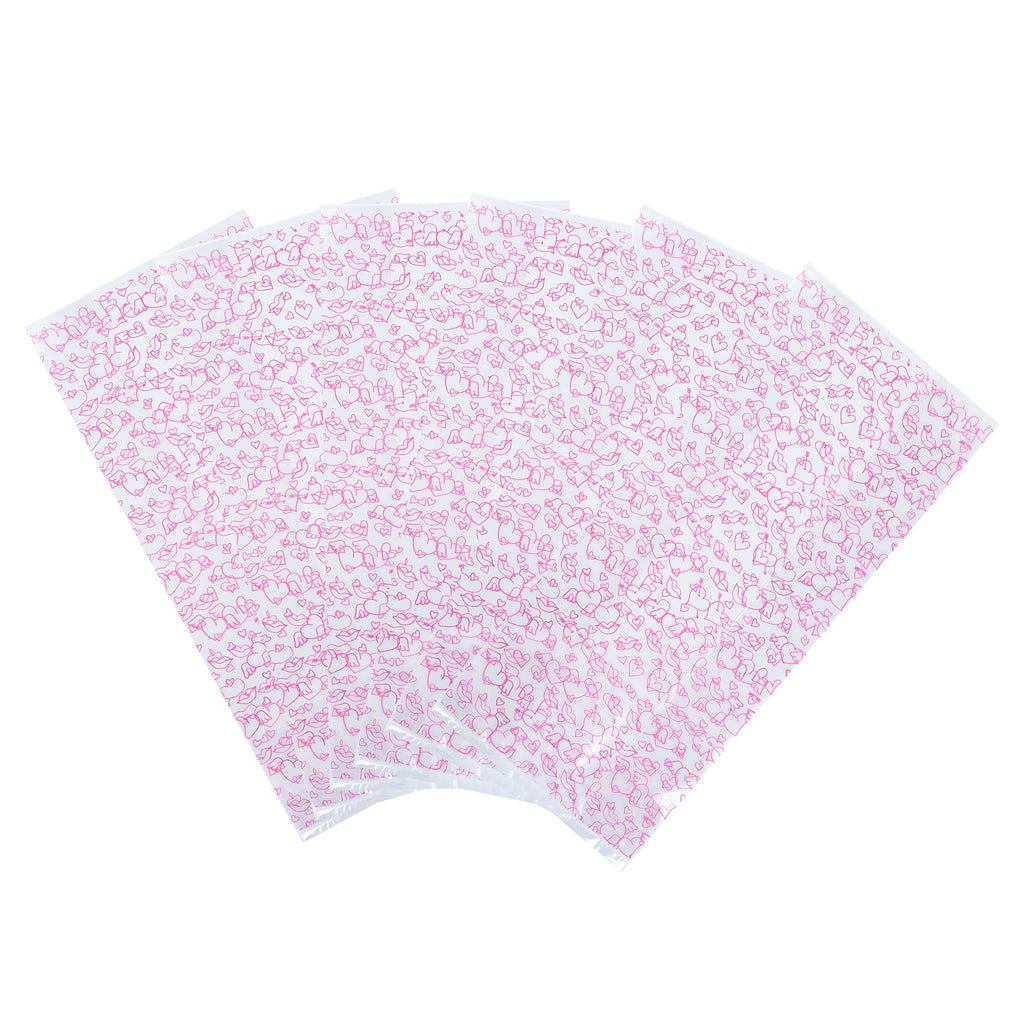 Bag Tek Plastic Candy Bag - Winged Hearts, Gusseted - 5" x 3" x 11" - 100 count box