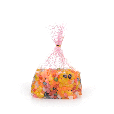 Bag Tek Plastic Candy Bag - Winged Hearts, Gusseted - 5" x 3" x 11" - 100 count box