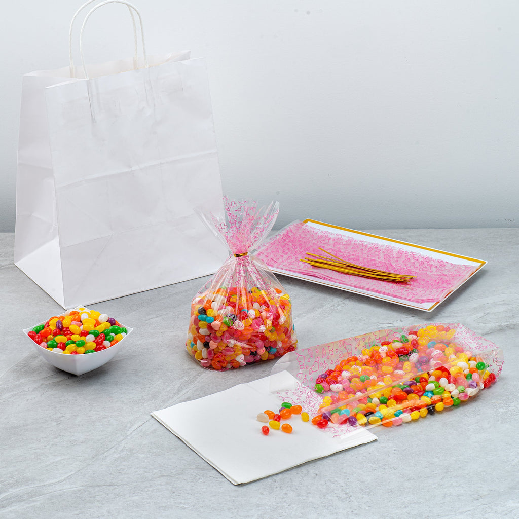 Bag Tek Plastic Candy Bag - Winged Hearts, Gusseted - 5" x 3" x 11" - 100 count box