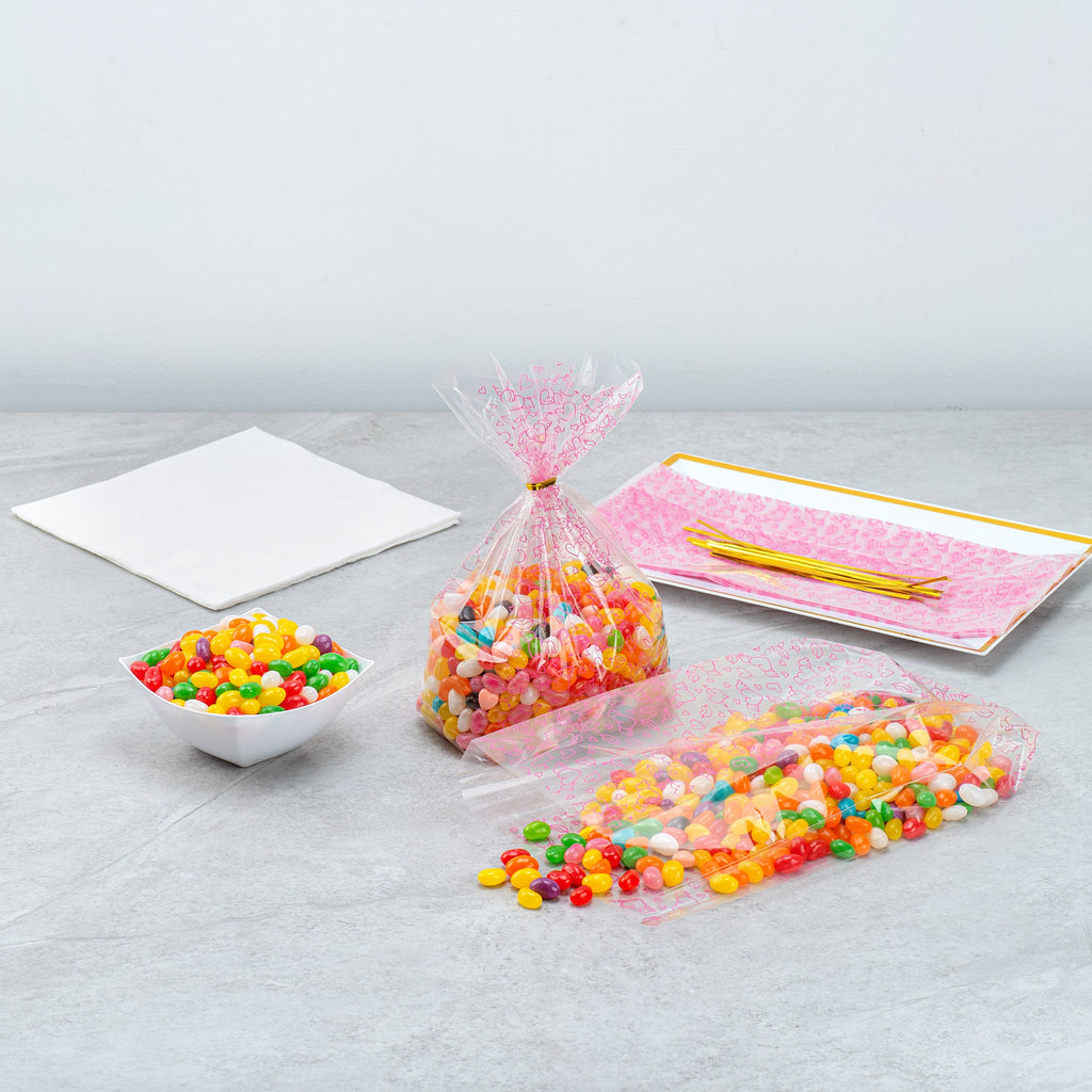 Bag Tek Plastic Candy Bag - Winged Hearts, Gusseted - 5" x 3" x 11" - 4000 count box