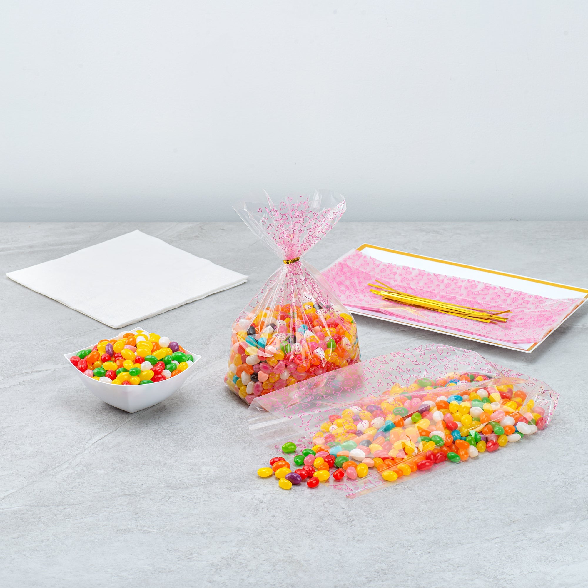 Bag Tek Plastic Candy Bag - Winged Hearts, Gusseted - 5" x 3" x 11" - 4000 count box