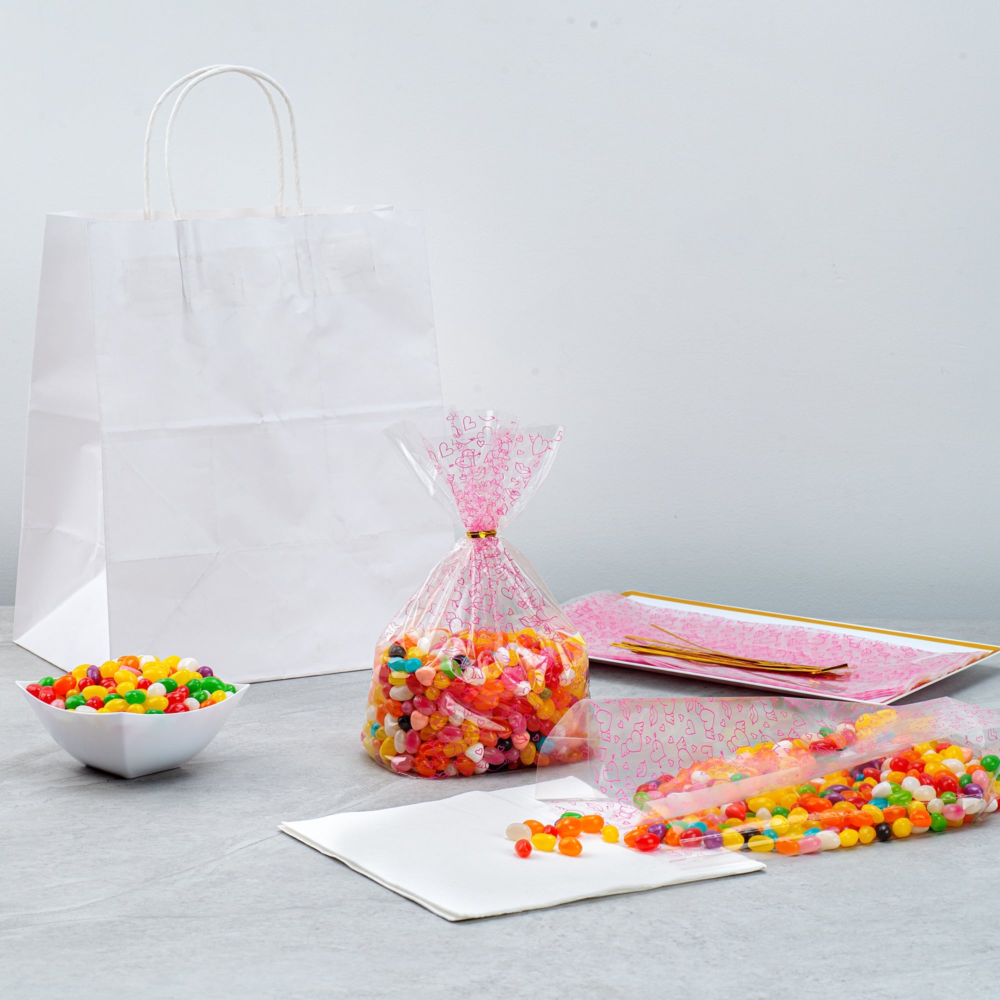Bag Tek Plastic Candy Bag - Winged Hearts, Gusseted - 5" x 3" x 11" - 4000 count box