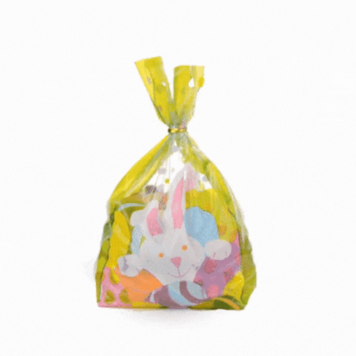 Bag Tek Plastic Candy Bag - Easter Bunny, Gusseted - 5" x 3" x 11" - 100 count box