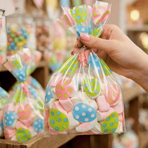 Bag Tek Plastic Candy Bag - Easter Eggs, Gusseted - 5" x 3" x 11" - 100 count box