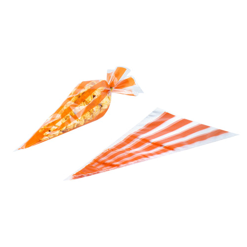 Bag Tek Plastic Cone Bag - Orange Stripes - 6" x 11" - 100 count box