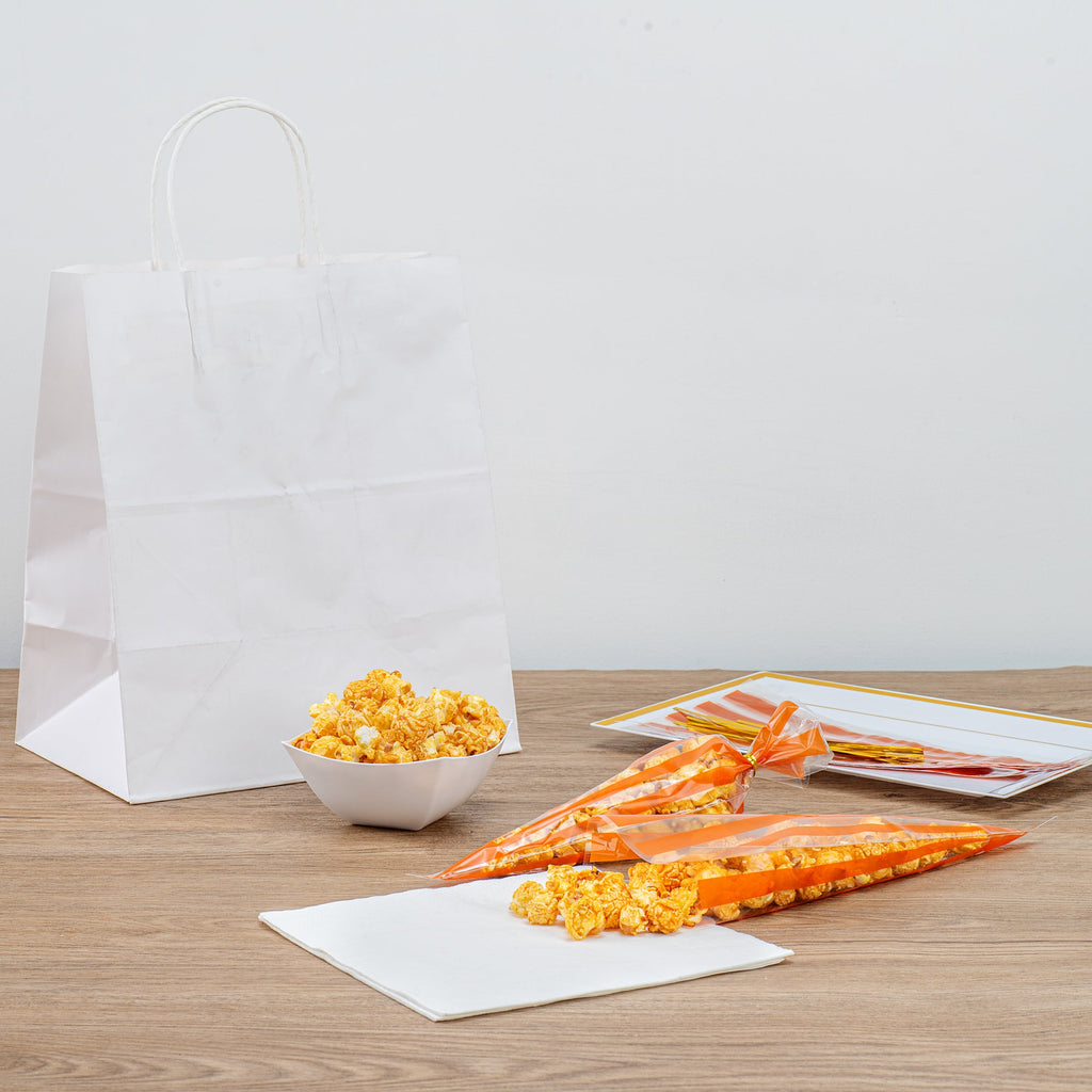 Bag Tek Plastic Cone Bag - Orange Stripes - 6" x 11" - 100 count box