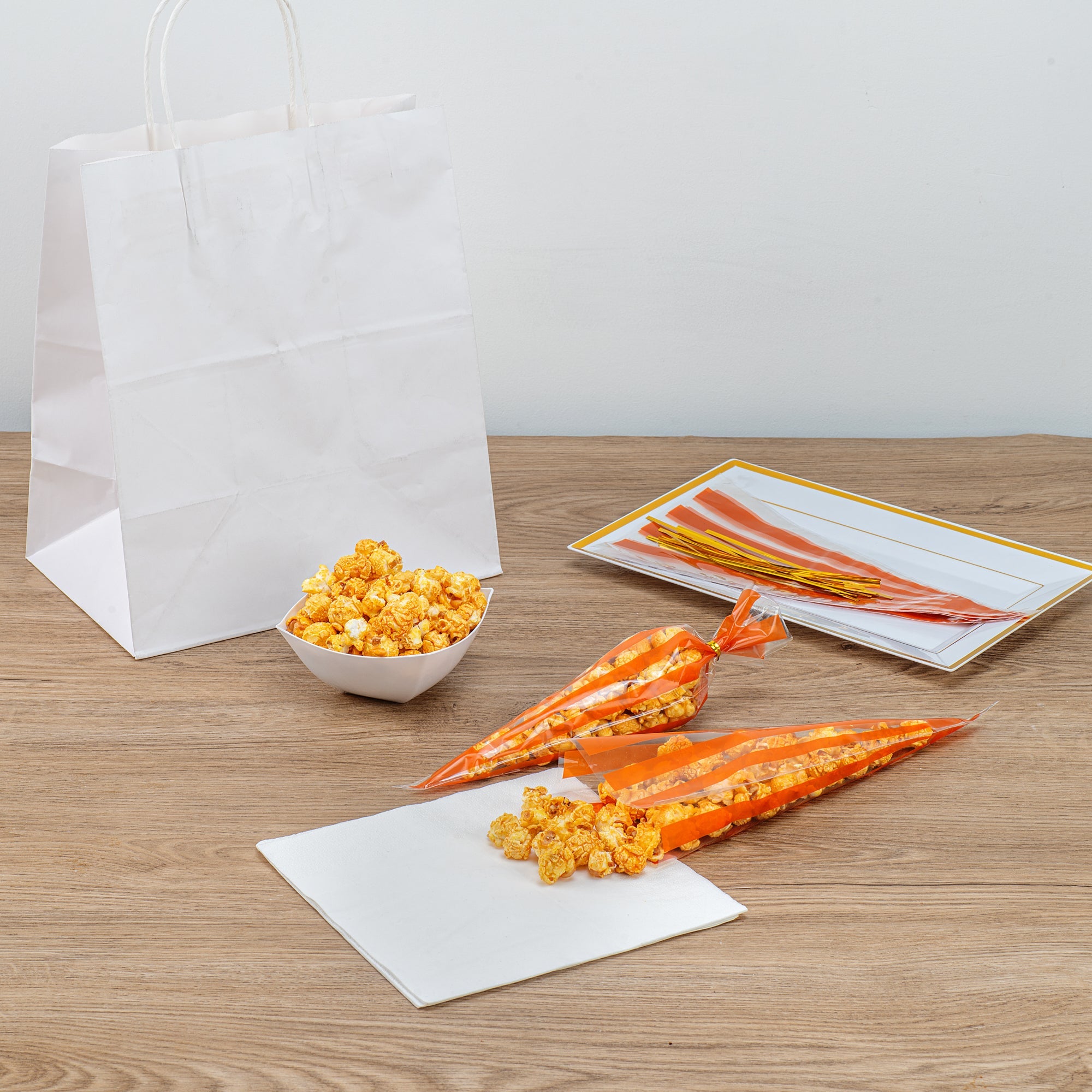 Bag Tek Plastic Cone Bag - Orange Stripes - 6" x 11" - 100 count box