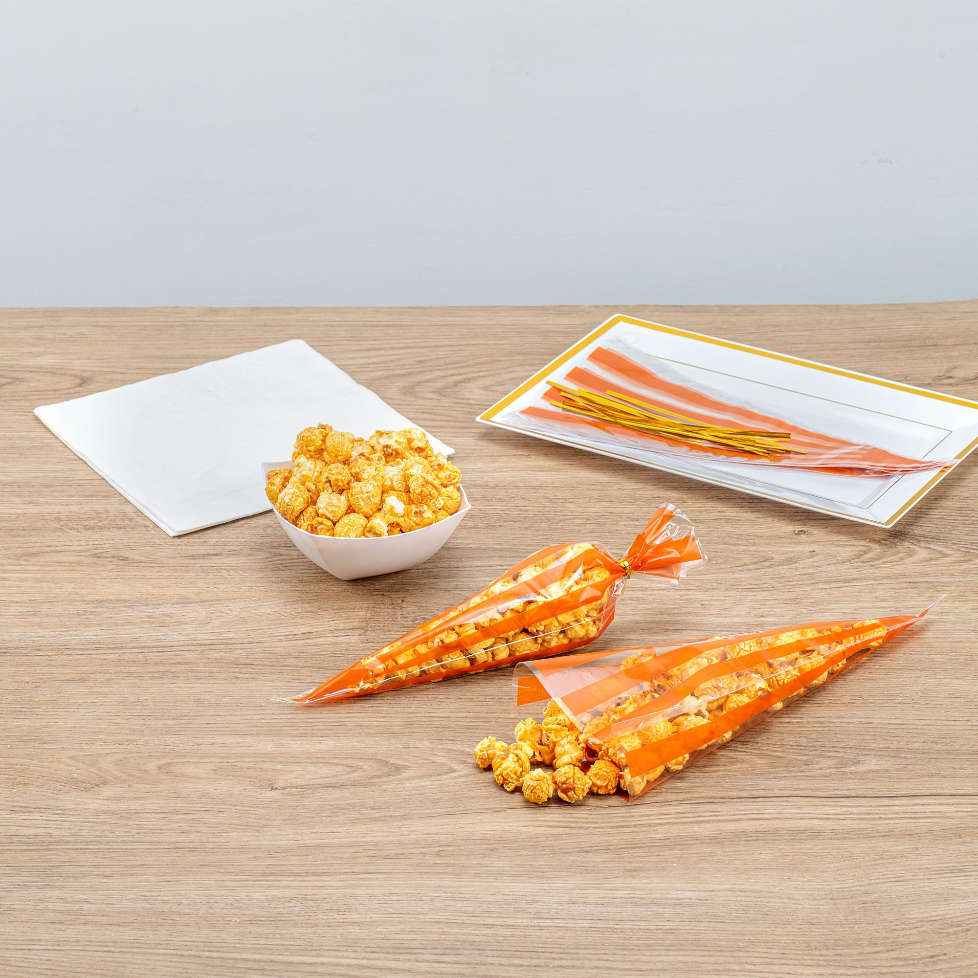Bag Tek Plastic Cone Bag - Orange Stripes - 6" x 11" - 8000 count box