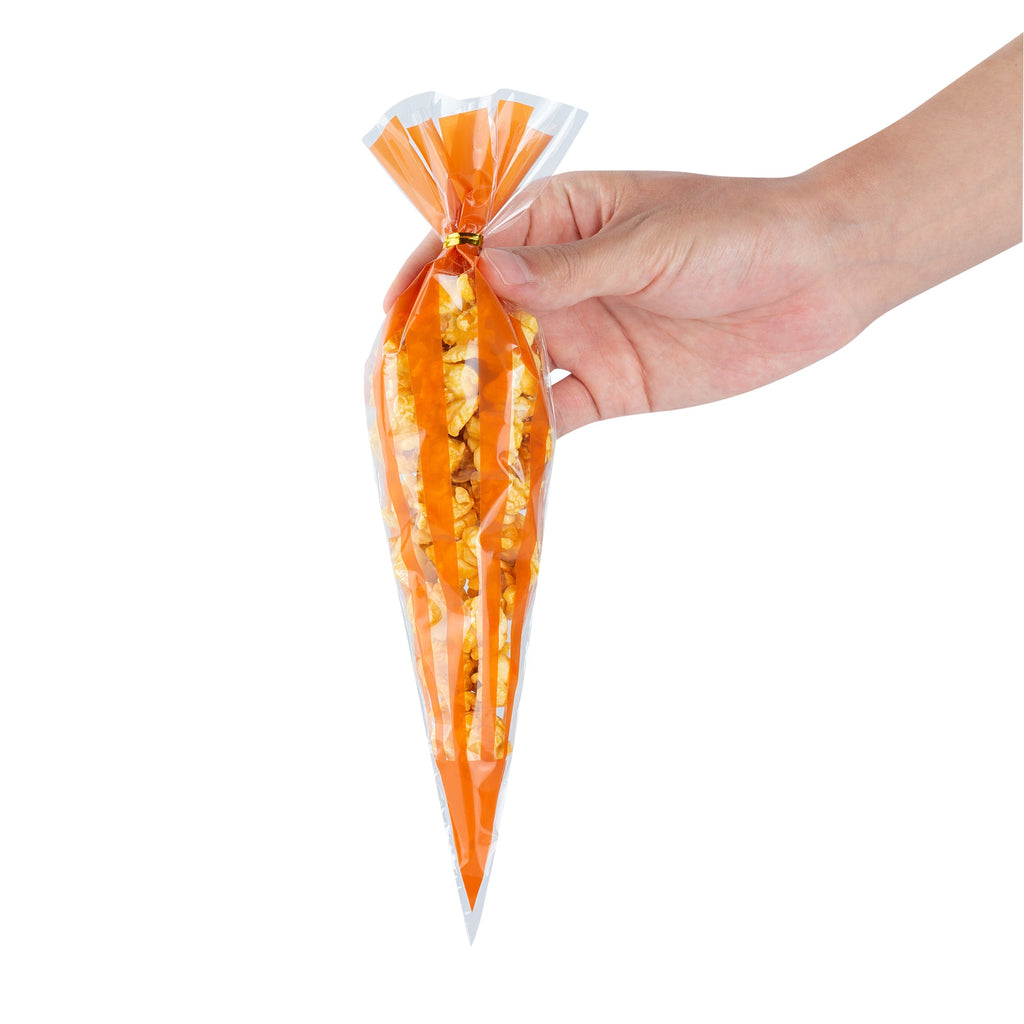 Bag Tek Plastic Cone Bag - Orange Stripes - 6" x 11" - 8000 count box