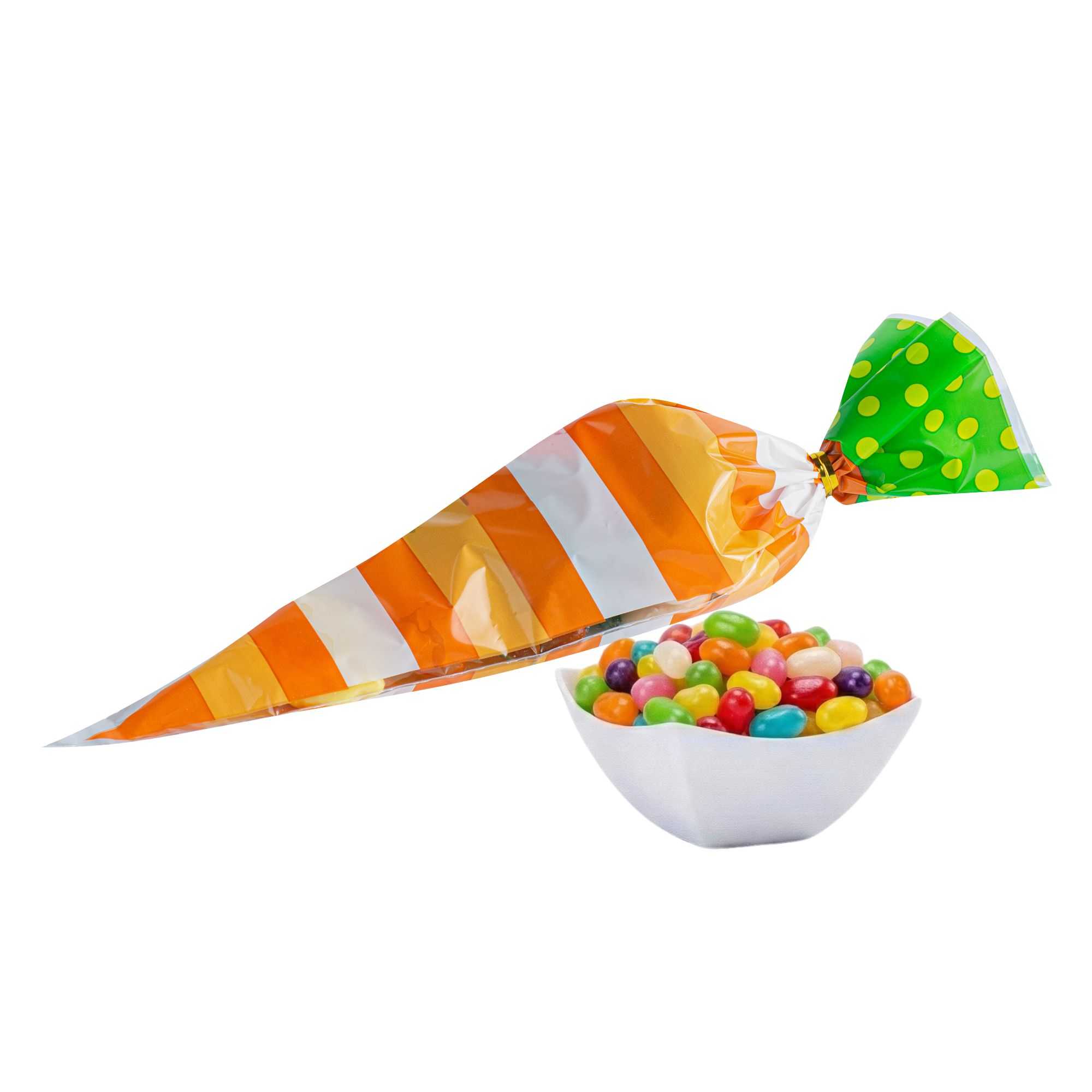 Bag Tek Plastic Cone Bag - Stripes, Polka Dots - 6" x 11" - 100 count box