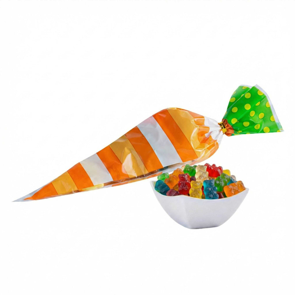 Bag Tek Plastic Cone Bag - Stripes, Polka Dots - 6" x 11" - 100 count box